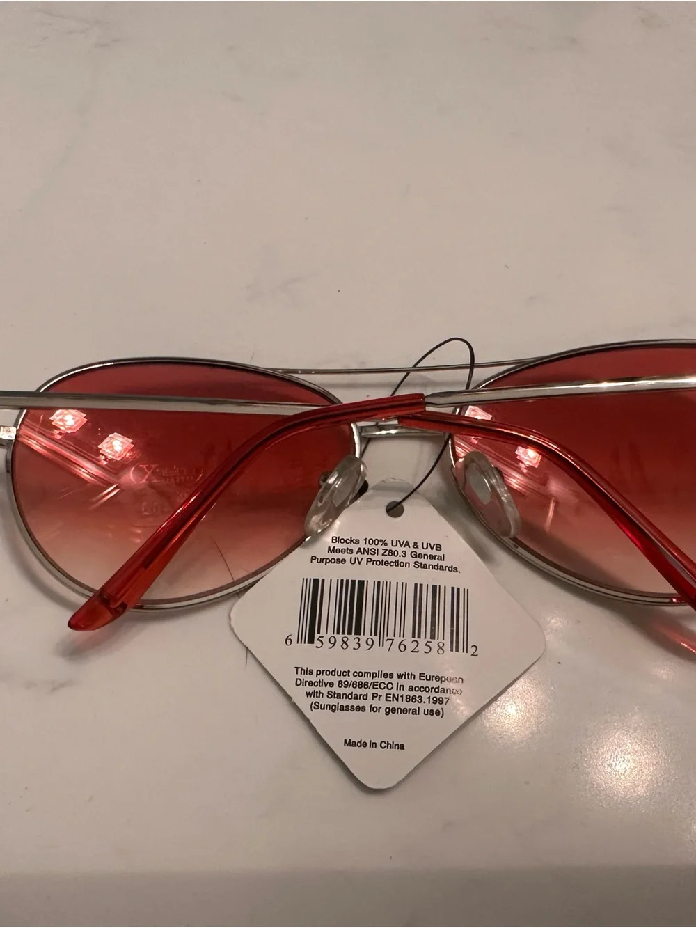 Aviator Sunglasses with Pink Lenses and Silver Frame